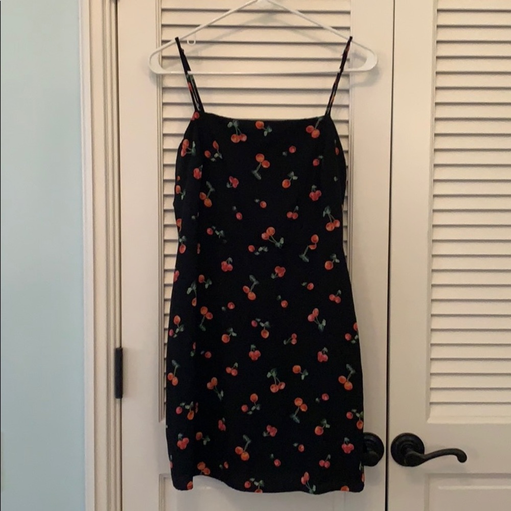 Cherry pattern spaghetti strap mini dress